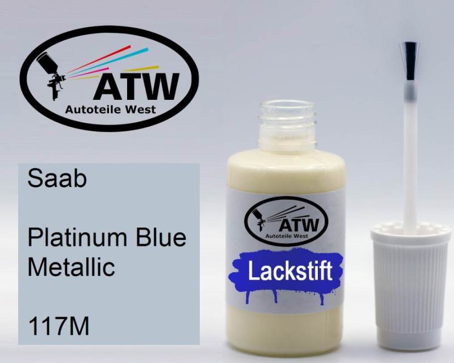 Saab, Platinum Blue Metallic, 117M: 20ml Lackstift, von ATW Autoteile West.